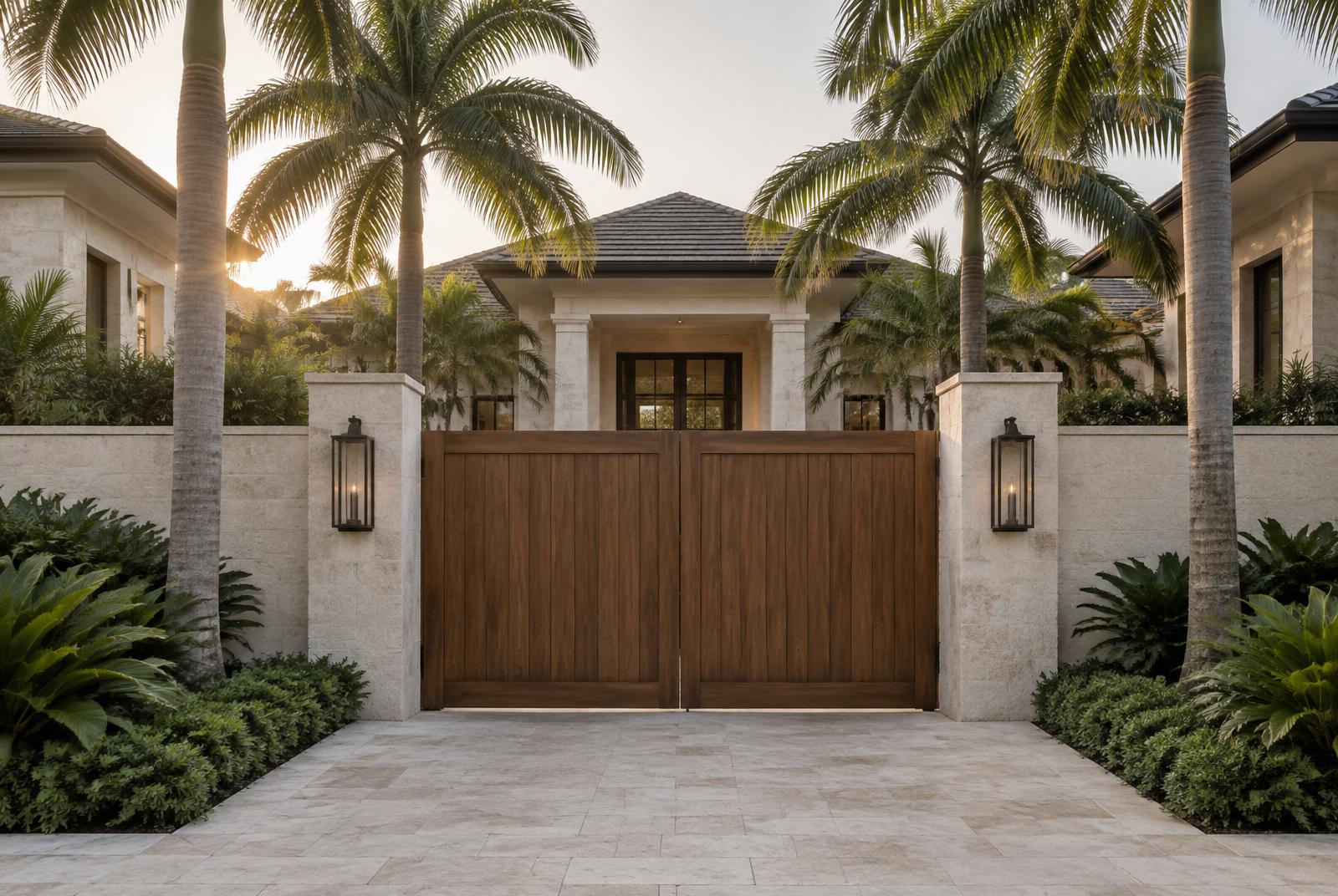 Gated Florida estate entrance