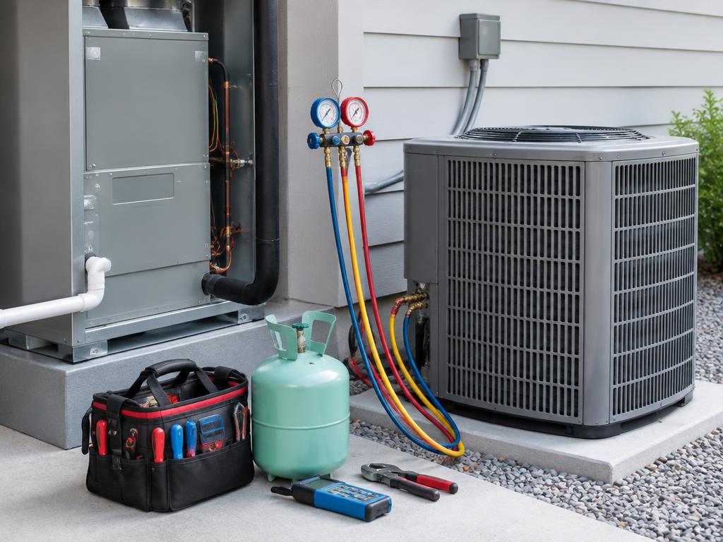 Condenser service — gauges connected during vendor testing